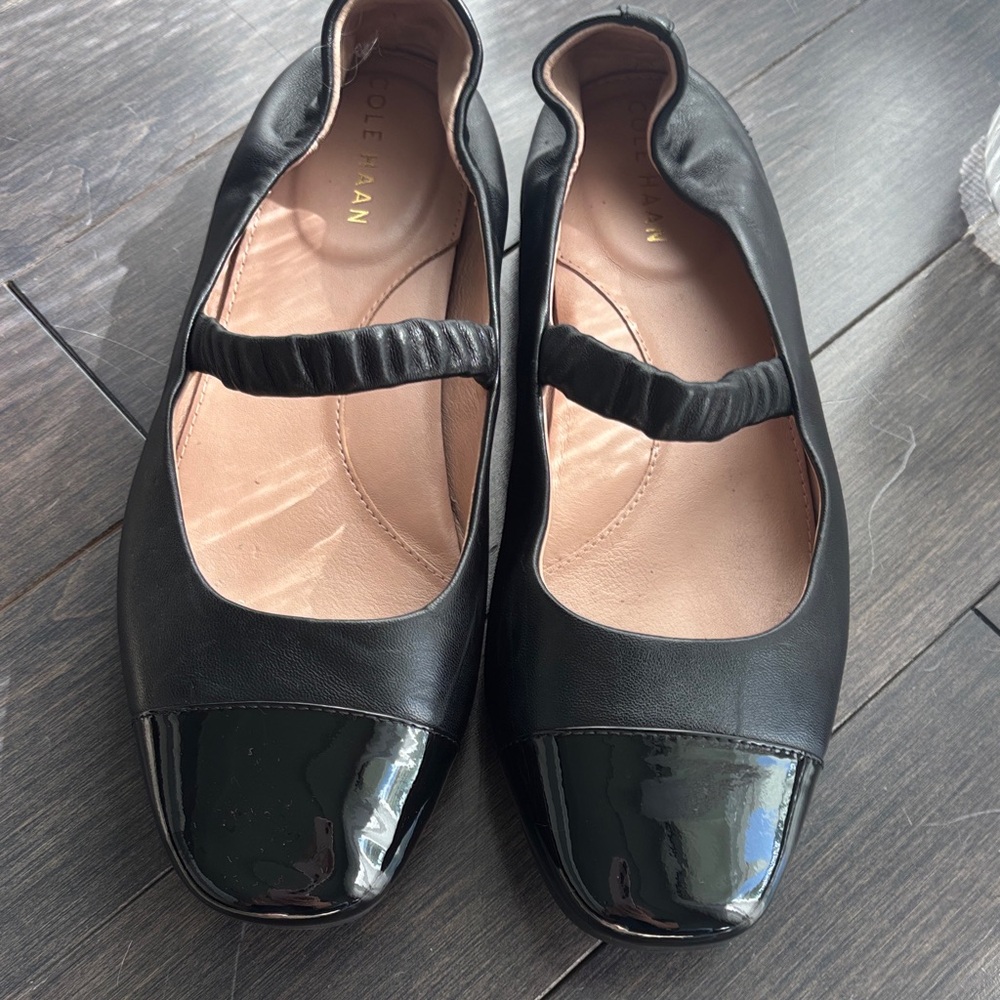 Cole Haan Black Patent Toe Flats